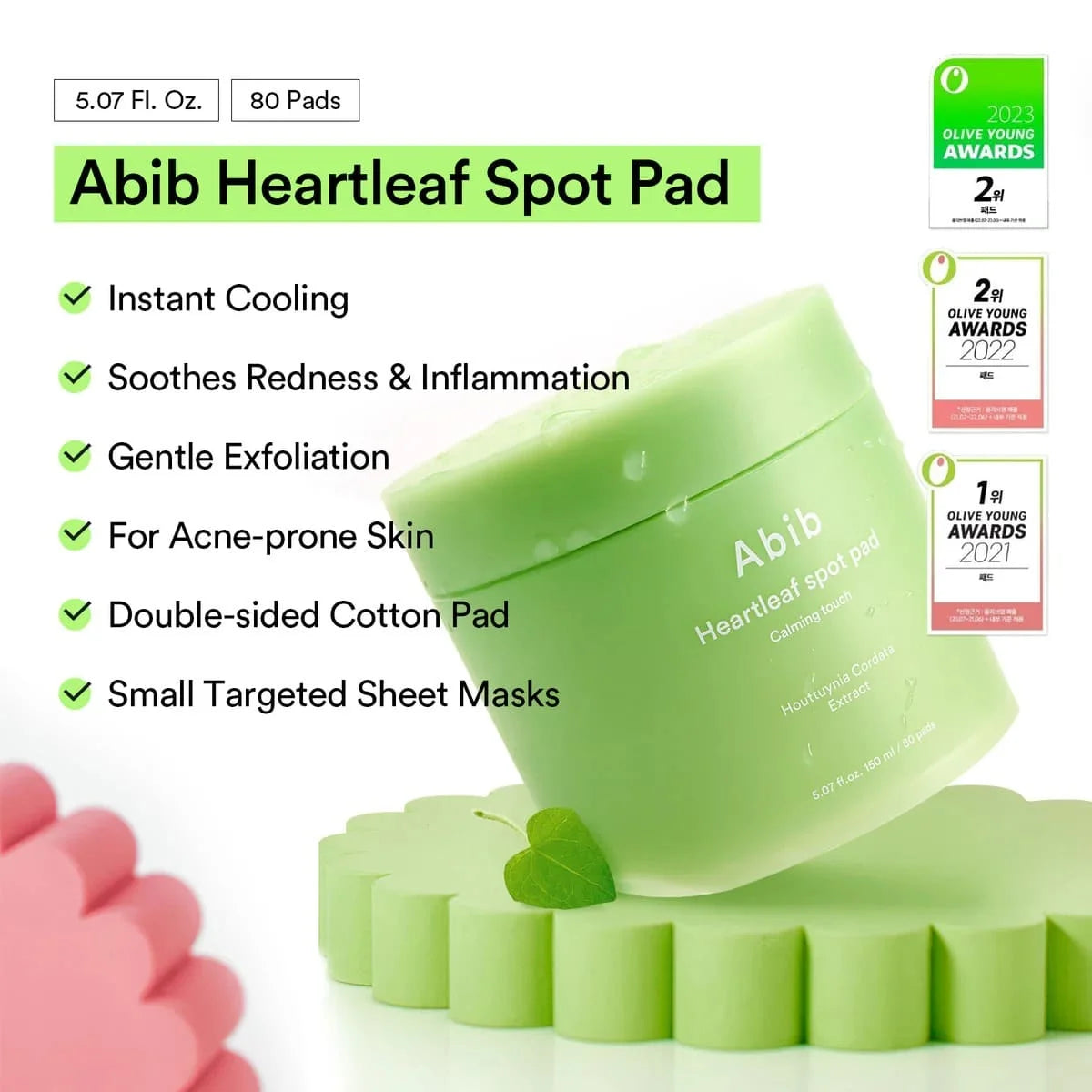 Επιθέματα προσώπου ABIB Heartleaf Spot Calming Touch 80 τεμάχια - 150ml