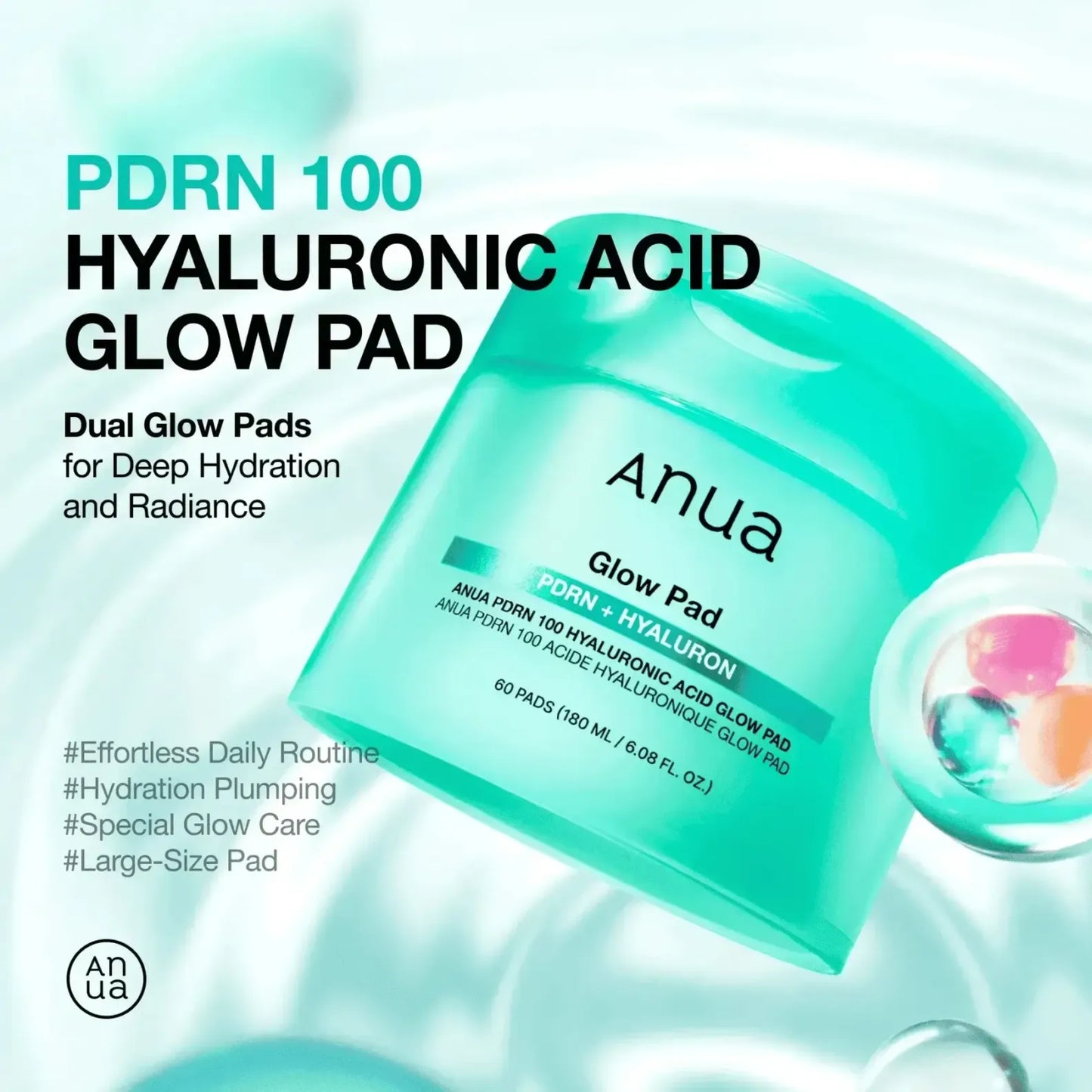 ANUA PDRN 100 Hyaluronic Acid Glow Pad 180ml - 60pads