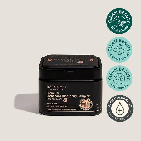 Mary &amp; May Premium Idebenon Blackberry Complex Essence Mask 20τμχ
