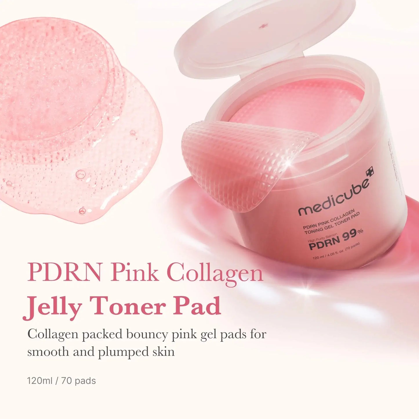 MEDICUBE PDRN Pink Cοllagen Toning Gel Toner Pads 120ml - 70pcs