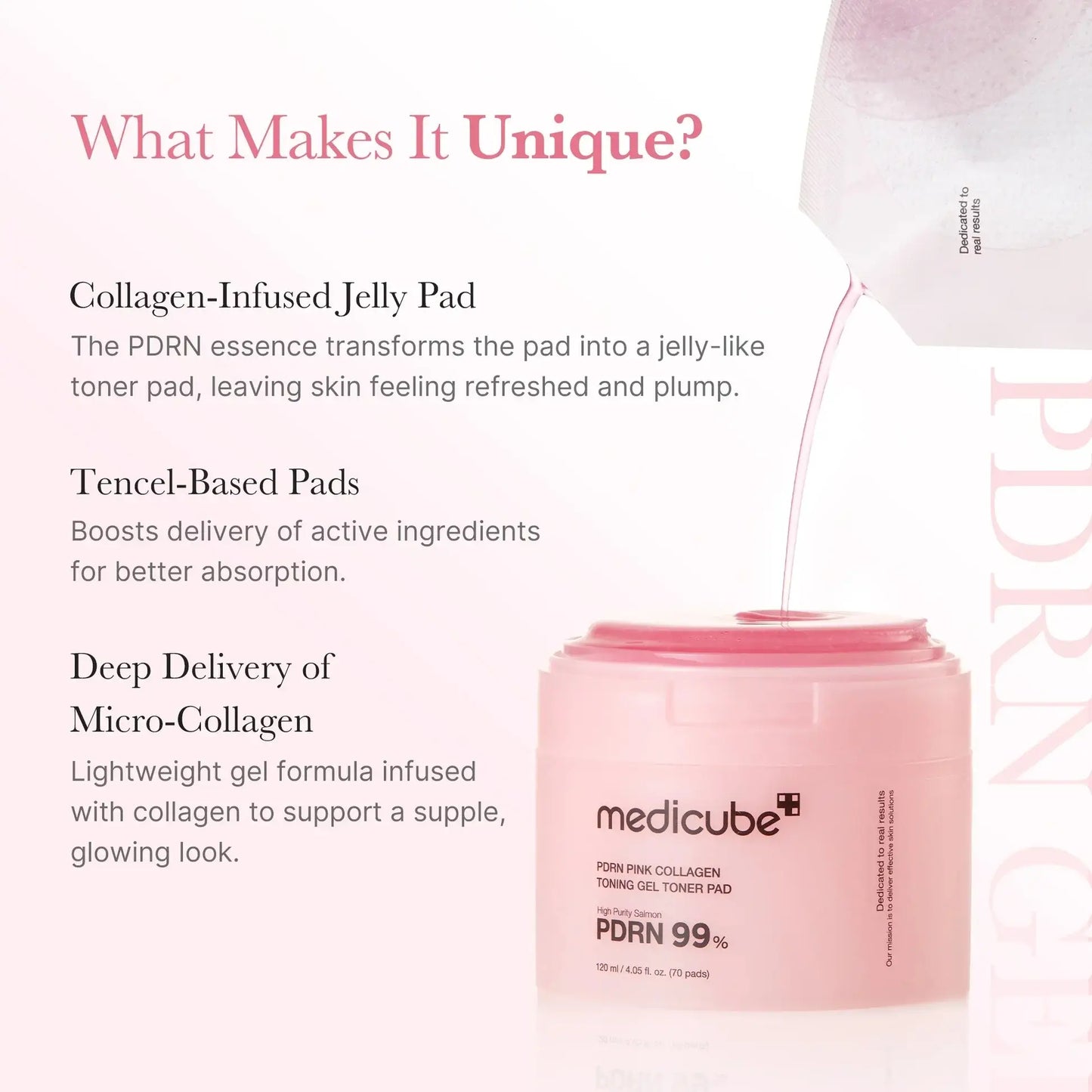 MEDICUBE PDRN Pink Cοllagen Toning Gel Toner Pads 120ml - 70pcs