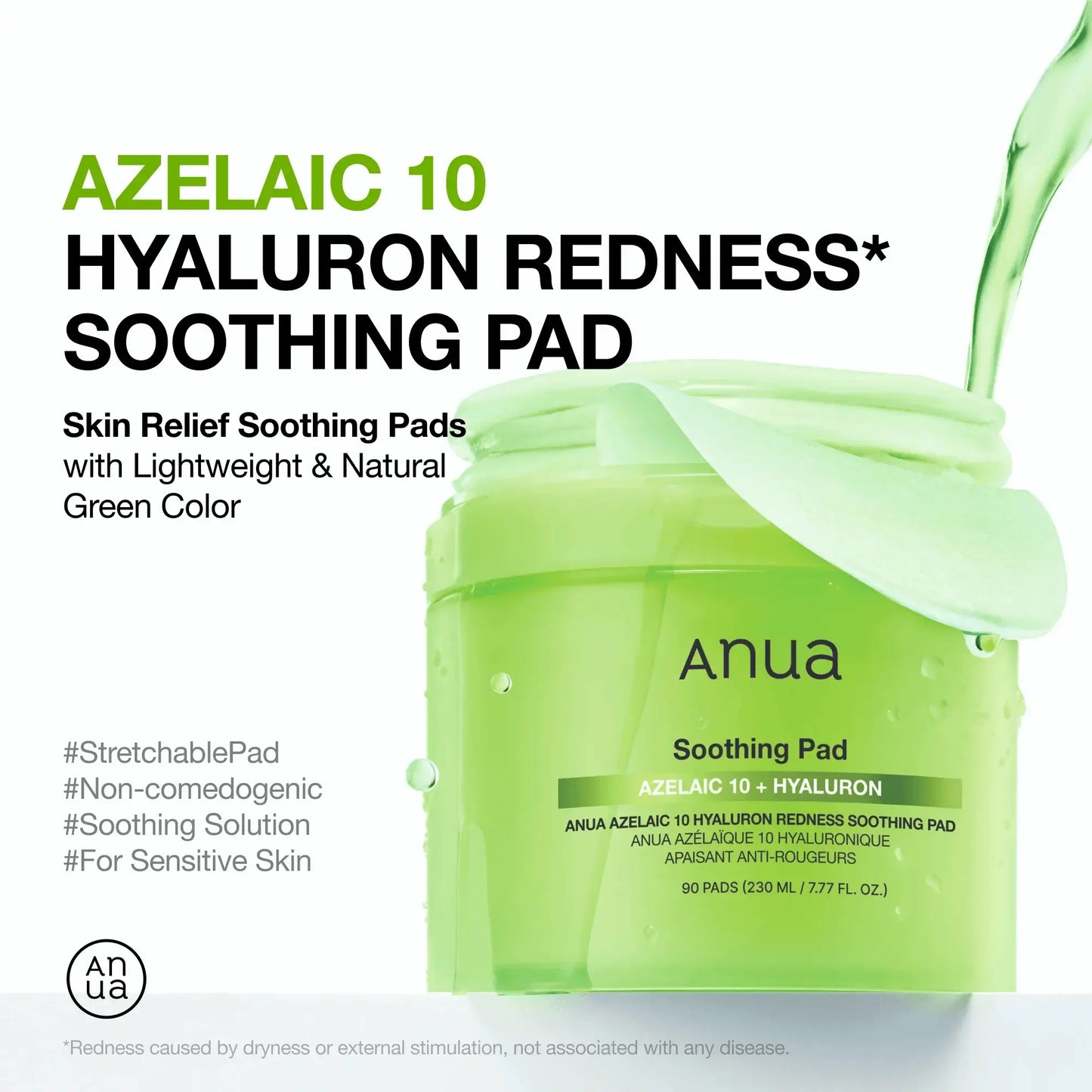 ANUA Azelaic 10 Hyaluron Redness Soothing Pad 230ml - 90pads
