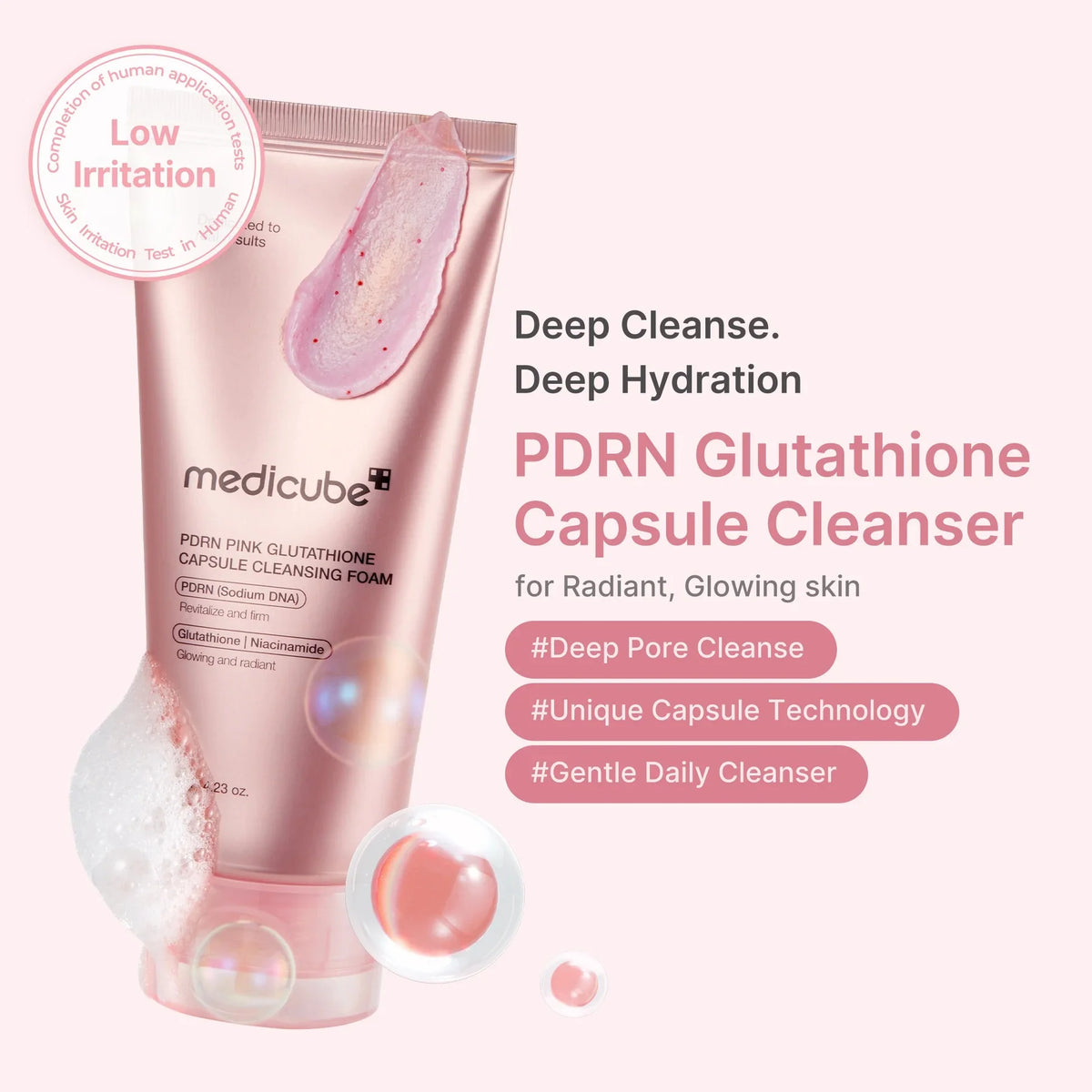 MEDICUBE PDRN Pink Glutathione Capsule Cleansing Foam 120g