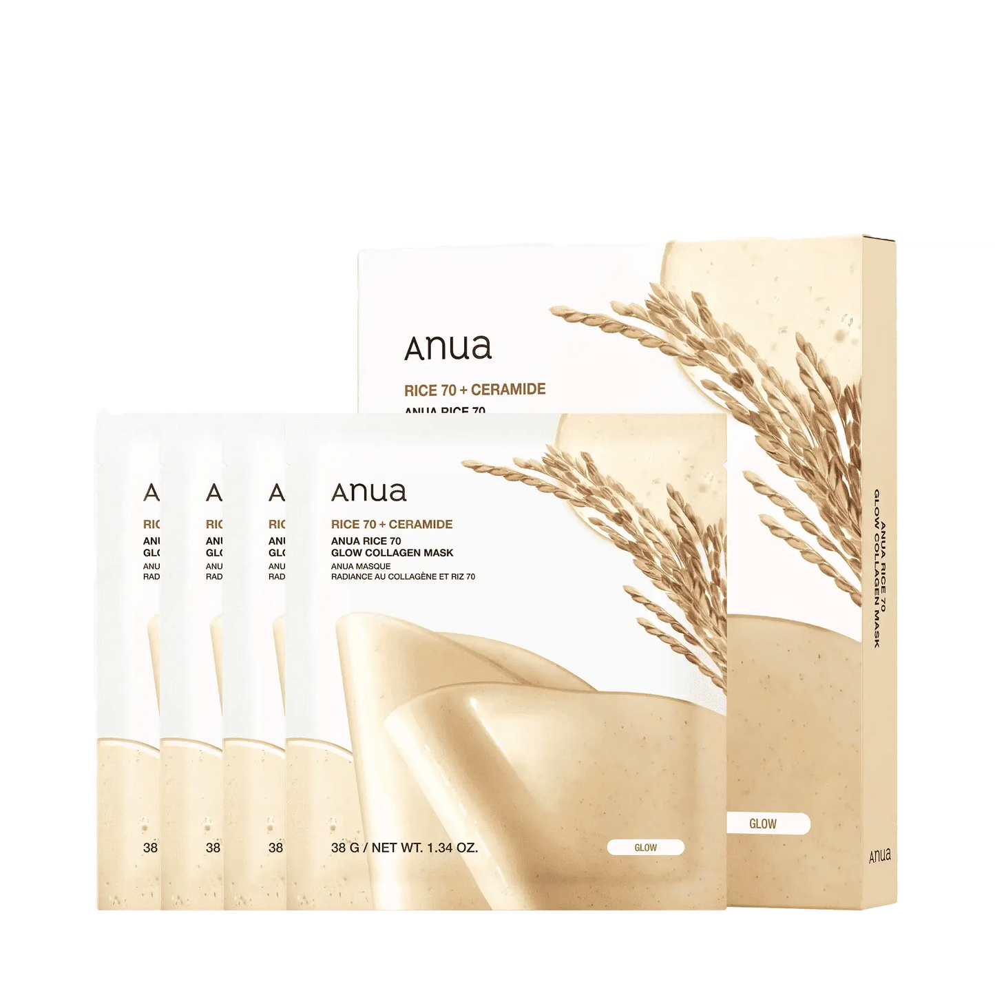 ANUA Rice 70 Glow Collagen Mask 38g